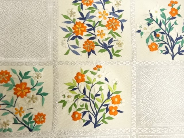 JAPANESE KIMONO / ANTIQUE NAGOYA OBI / EMBROIDERY / BRANCH FLOWER